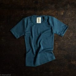 SISKIN By Engel Exclusive Organic Merino Wool & Silk SS Top - Deep Ocean Baby Wool