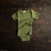 SISKIN By Engel Exclusive Organic Merino Wool & Silk SS Press Studs Baby Body - Moss Baby Wool