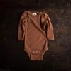 SISKIN By Engel Exclusive Organic Merino Wool & Silk LS Press Studs Baby Body - Deep Rust Baby Wool