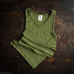 SISKIN By Engel Exclusive Women's Organic Merino Wool & Silk Sleeveless Top - Moss