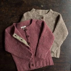 SISKIN Donegal Merino Wool Coast Cardigan - Raspberry Kids Wool