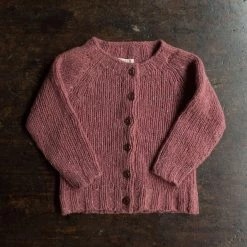 SISKIN Donegal Merino Wool Coast Cardigan - Raspberry Kids Wool