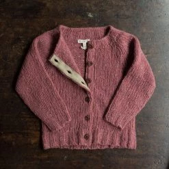 SISKIN Donegal Merino Wool Coast Cardigan - Raspberry Kids Wool