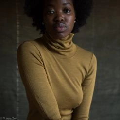 SISKIN By Engel Exclusive Women's Organic Merino Wool & Silk Rollneck Top - Deep Ochre