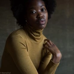 SISKIN By Engel Exclusive Women's Organic Merino Wool & Silk Rollneck Top - Deep Ochre