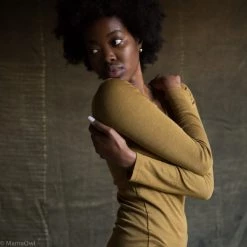 SISKIN By Engel Exclusive Women's Organic Merino Wool & Silk LS Top - Deep Ochre